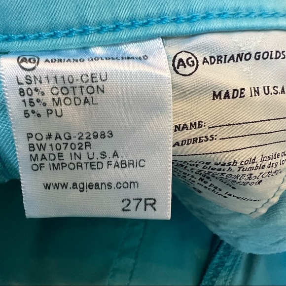 ⭐️ AG Adriano Goldschmied The Stilt Cigarette Leg Blue Pants 27R - Picture 15 of 16